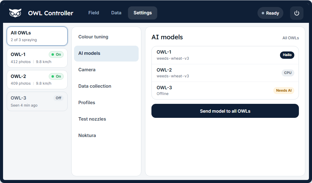 Networked Settings screen